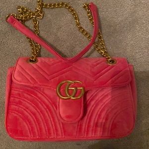 Pink velvet bag